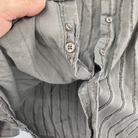 Franky Max Y2K Textured Gray Long Sleeve Button Up Rockabilly Grunge Men’s Med - Picture 6 of 10